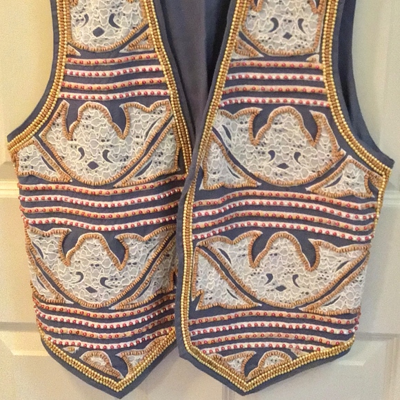 Ladies Boho beaded fly front vest - Picture 4 of 4